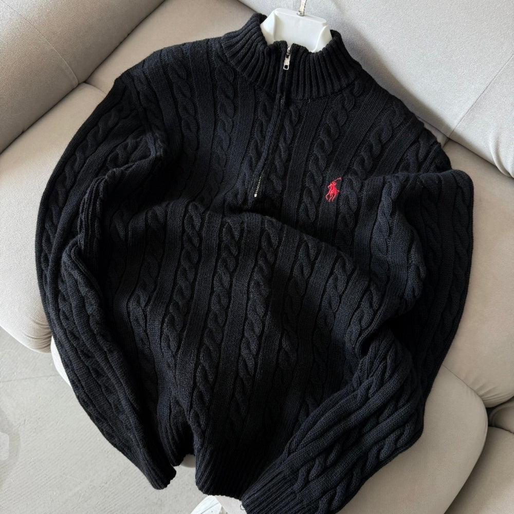 POLO yarı fermuarlı siyah (PREMİUM KALİTE)